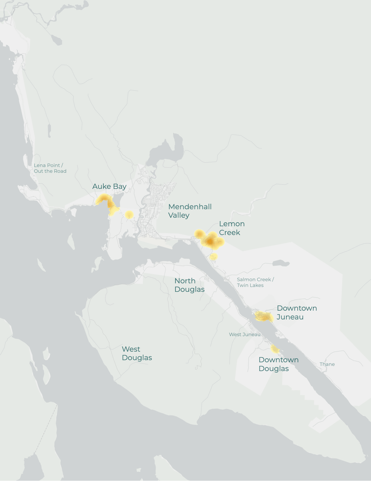 Multiple Centers — projected population growth map of Juneau