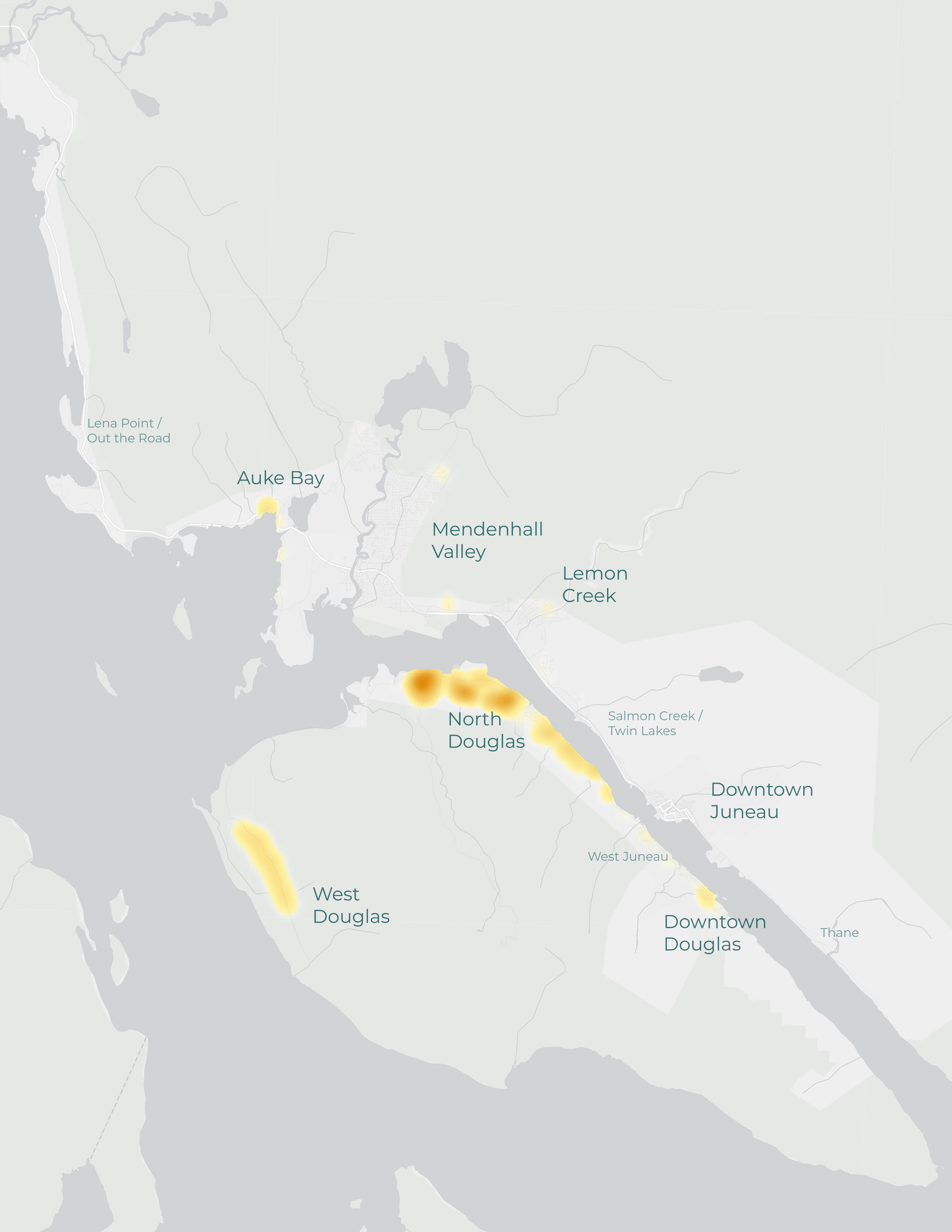 Next Wave Douglas — projected population growth map of Juneau